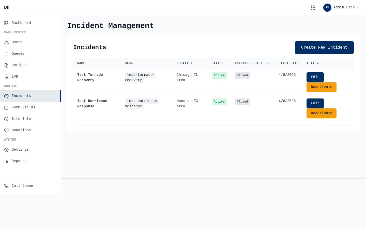 Reach incident management view with active incident listing